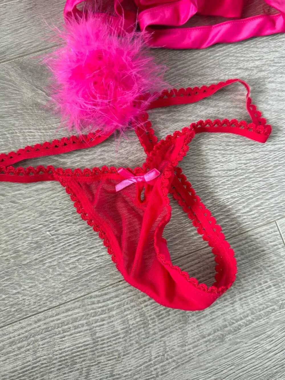 Victoria’s Secret Sexy Little Things Hot Pink Babydoll & Open Crotch Panty Set - Picture 5 of 13